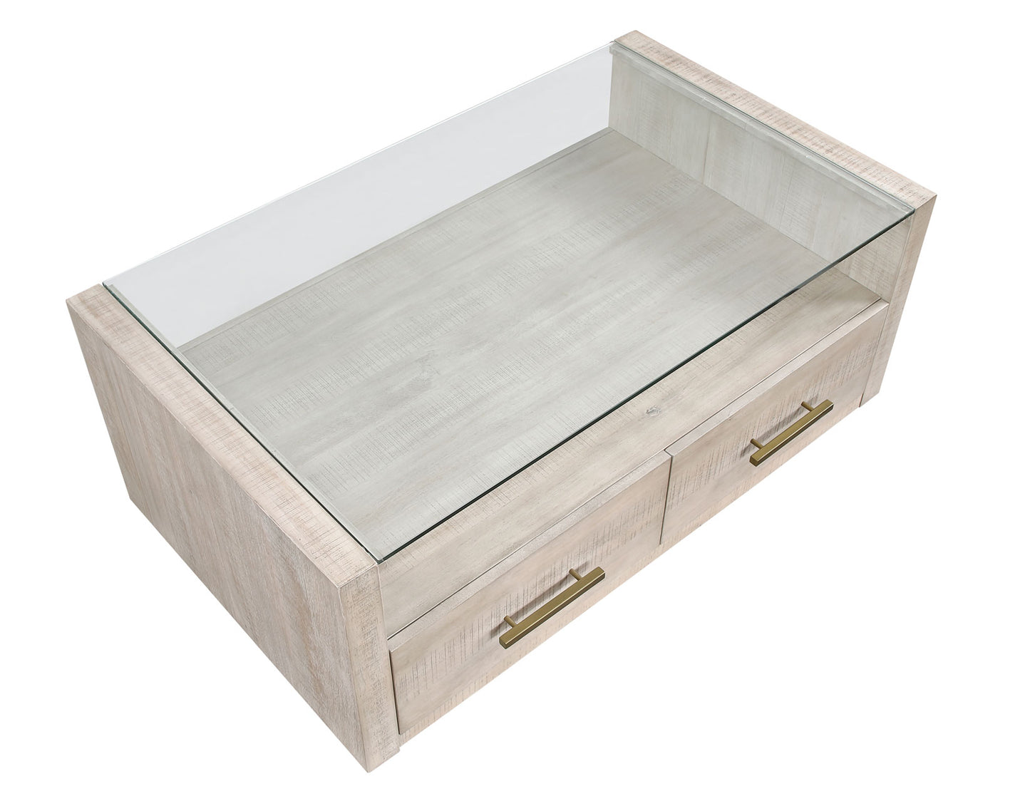 Garland Castered Glass Top Coffee Table - Washed Parchment