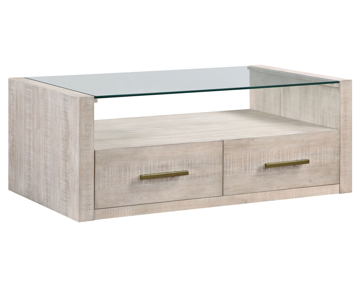 Garland Castered Glass Top Coffee Table - Washed Parchment