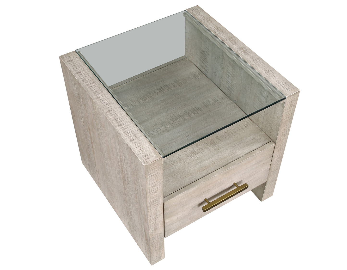 Garland Glass Top End Table - Washed Parchment