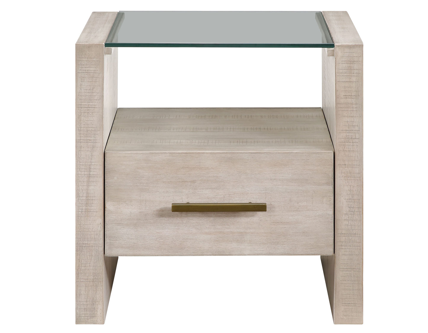 Garland Glass Top End Table - Washed Parchment