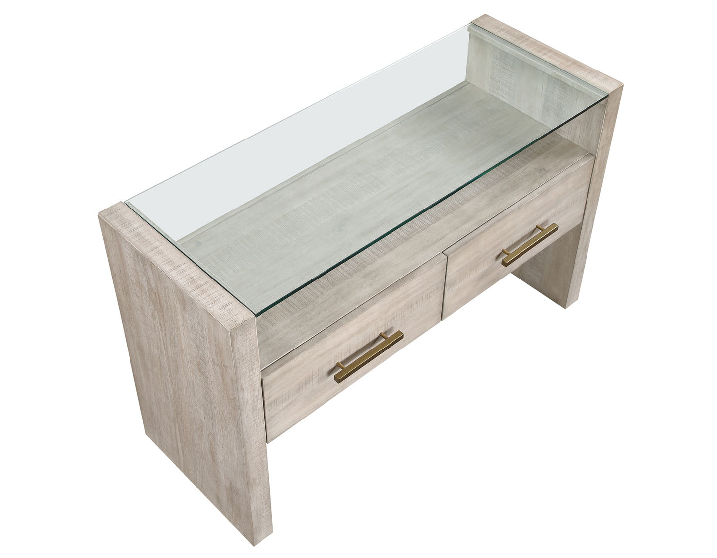 Garland Glass Top Sofa Table - Washed Parchment