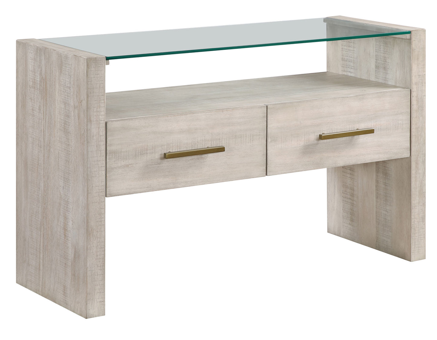 Garland Glass Top Sofa Table - Washed Parchment