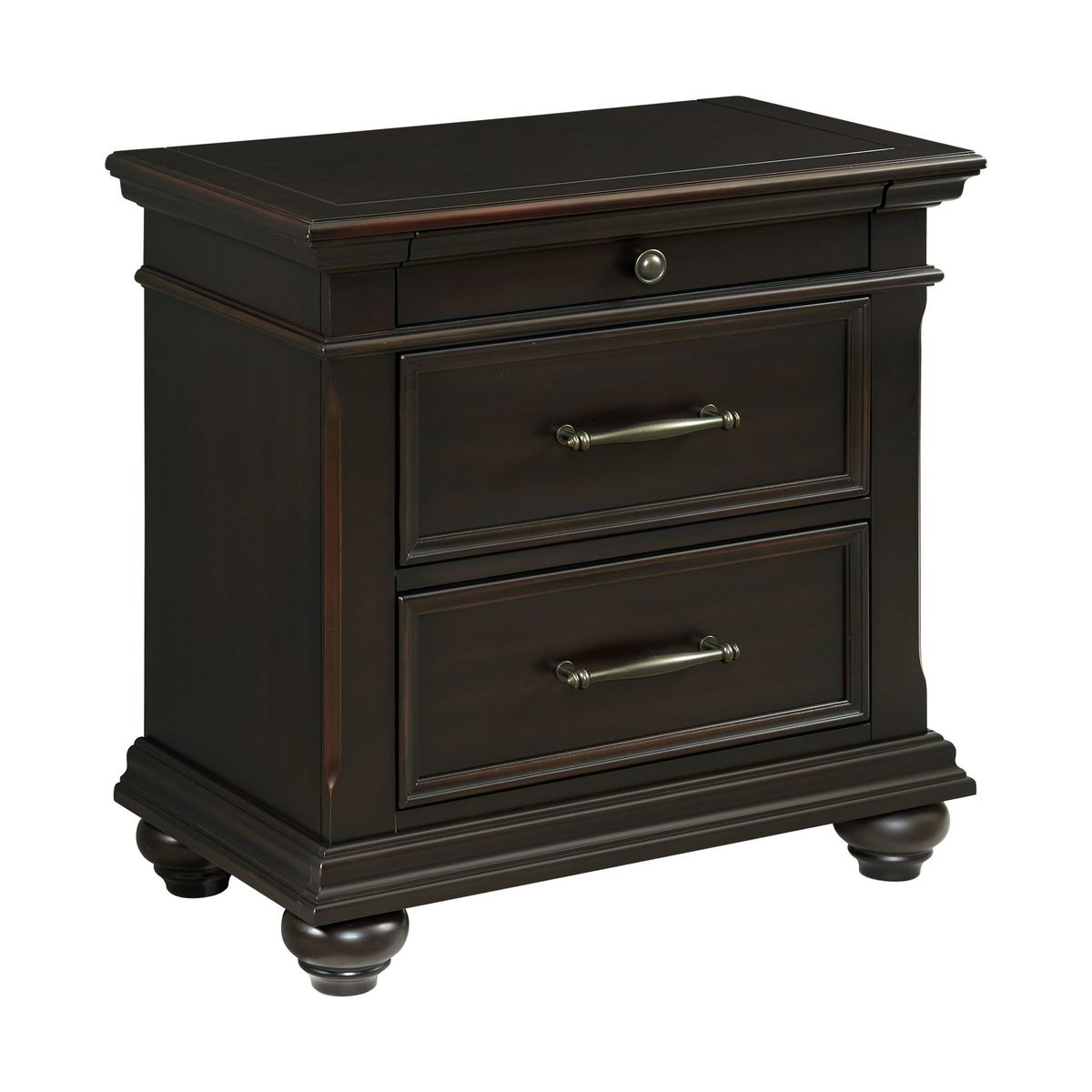 Slater Black 3-Drawer Nightstand with USB