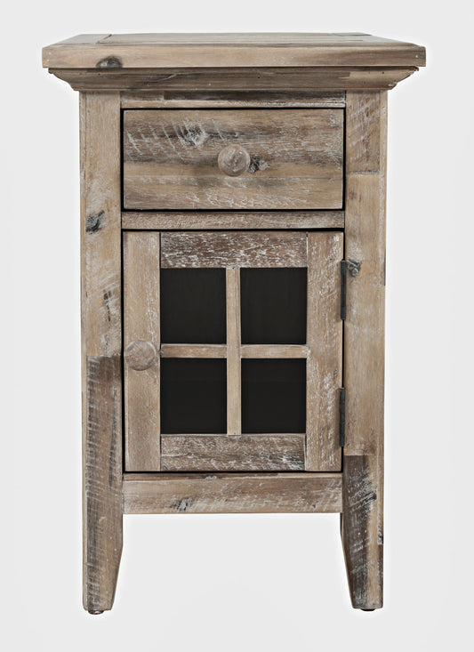 Rustic Shores Power Chairside Table - Washed Grey