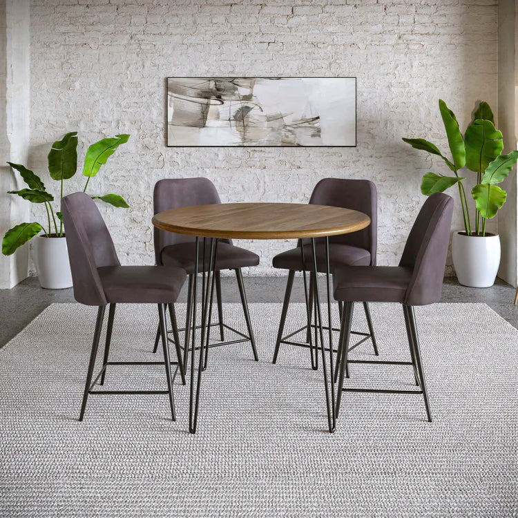 Maddox Dark Brown Upholstered Counter Height Stool