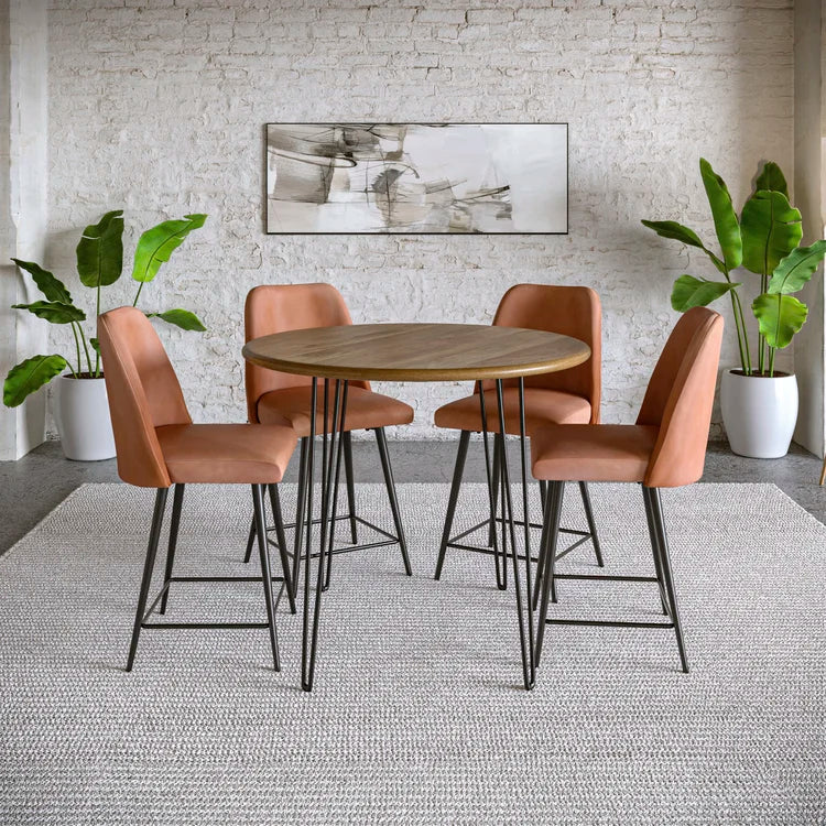 Maddox Light Brown Upholstered Counter Height Stool