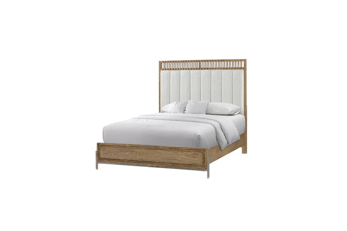 Elure Queen Upholstered Strap Panel Bed - Latte