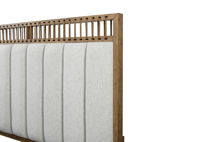 Elure Queen Upholstered Strap Panel Bed - Latte