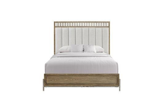 Elure King Upholstered Strap Panel Bed - Latte