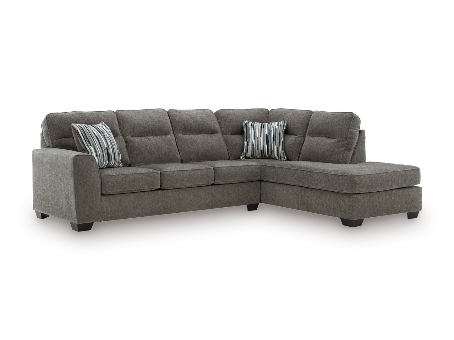 Seccional de 2 piezas Olten Graphite con brazo a la derecha