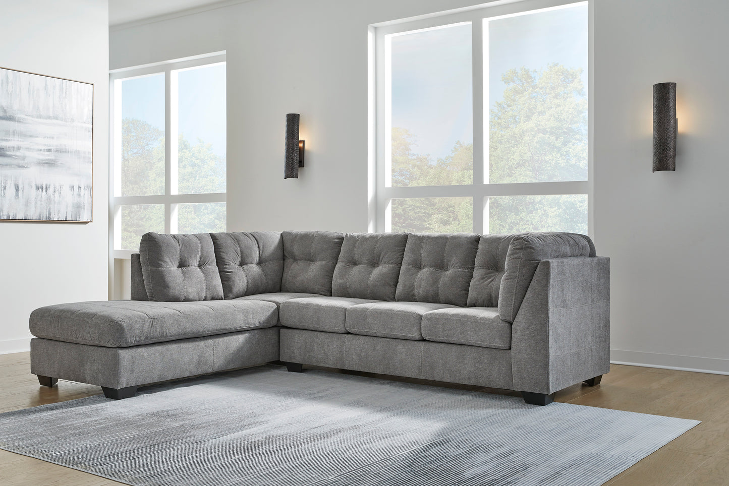 Seccional Marleton Gray de 2 piezas con brazo izquierdo