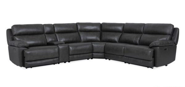 Madrid Granite 6-Piece Power Reclining Leather Sectional
