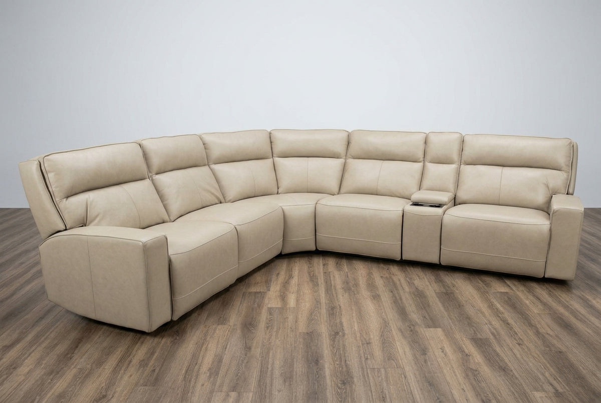 Naples Beach 6-Piece Triple Power Leather Reclining Sectional