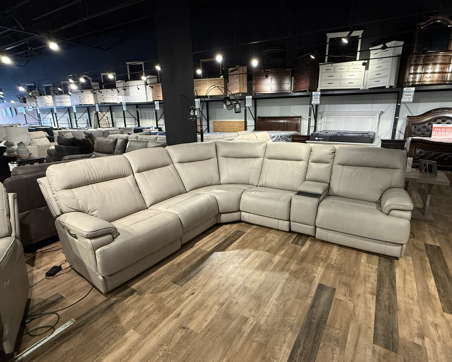 Capriccio Dove 6-Piece Power Reclining Sectional w/ Heat & Massage