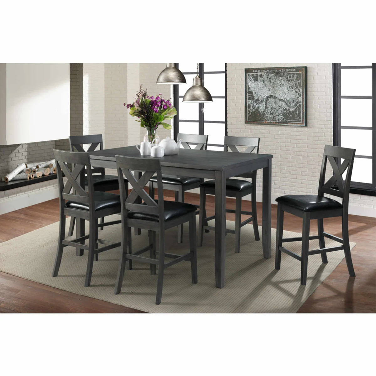Daytona 7-Piece Grey Counter Dining Set