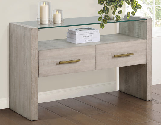 Garland Glass Top Sofa Table - Washed Parchment