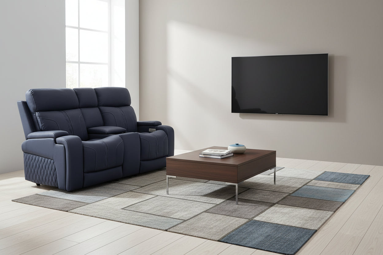 Gray recliner sofa on a black background