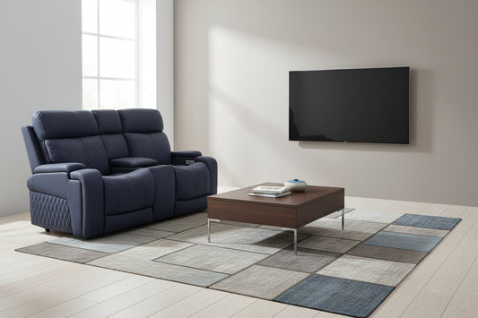 Gray recliner sofa on a black background