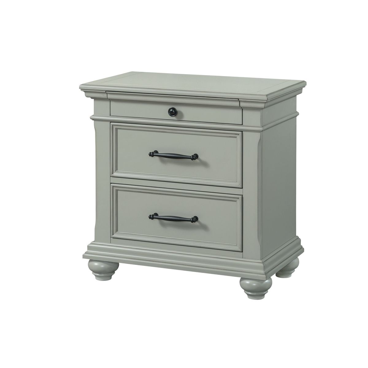 Slater Grey 3-Drawer Nightstand with USB