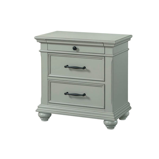 Slater Grey 3-Drawer Nightstand with USB